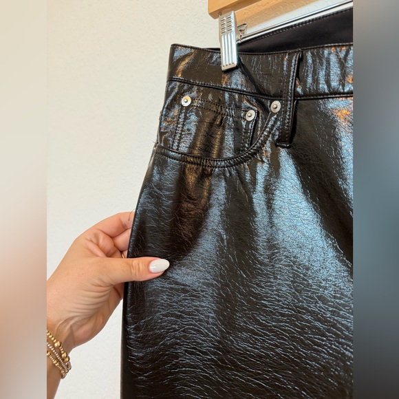 J. Crew Collection Pants Size 31 Black Faux Patent Leather - Picture 4 of 6